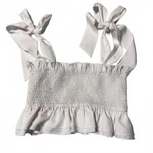 Coquette Fairycore Bow Tie Strap Crop Tank Top, Small